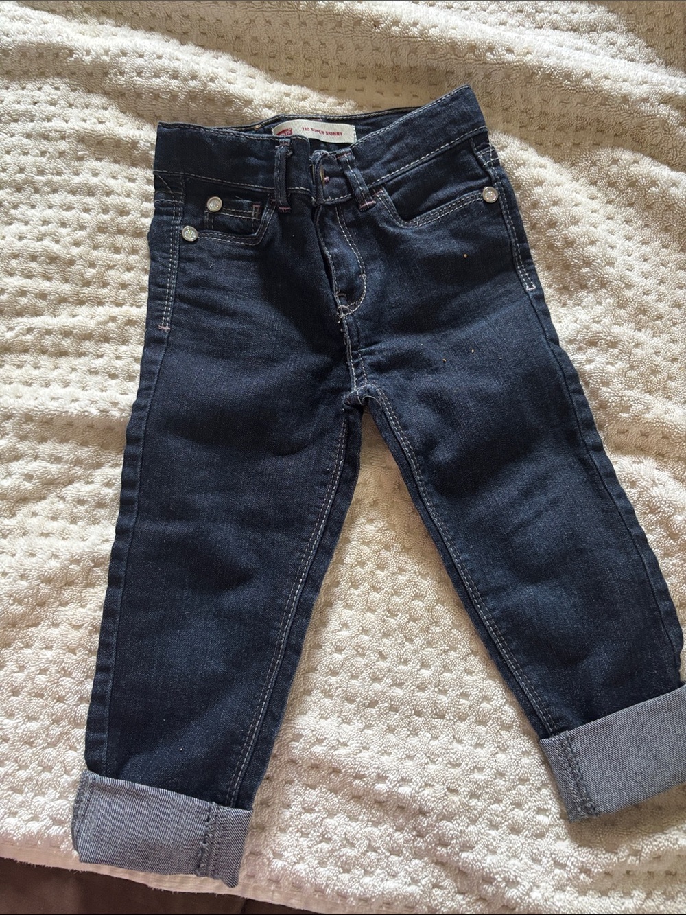 Levi's Dark Blue Kids Denim Jeans with Cuffed Hem